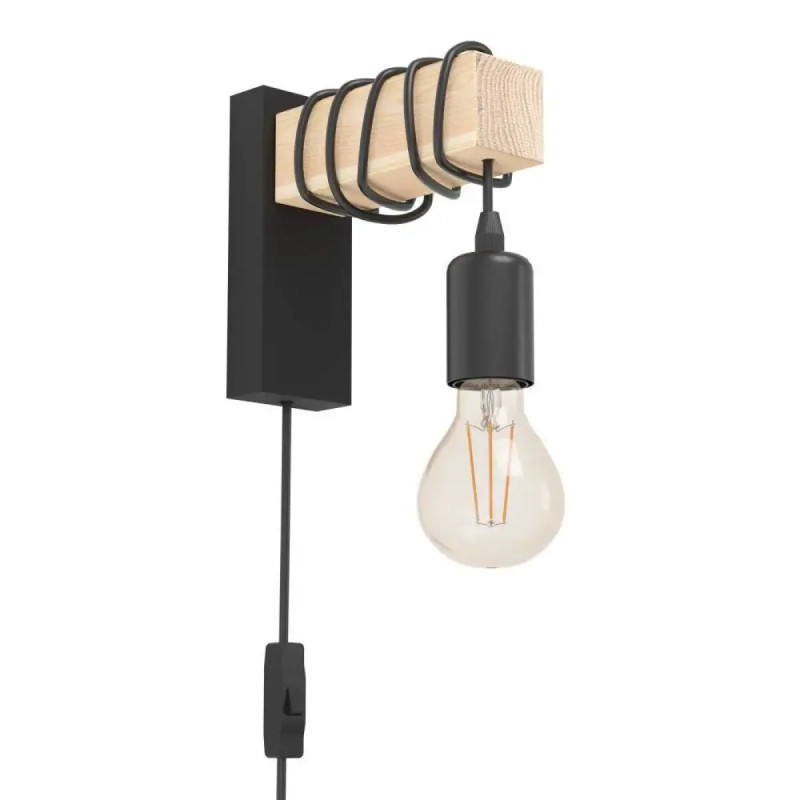 Eglo Townshend   Væg Sort Træ Væglampe 32917