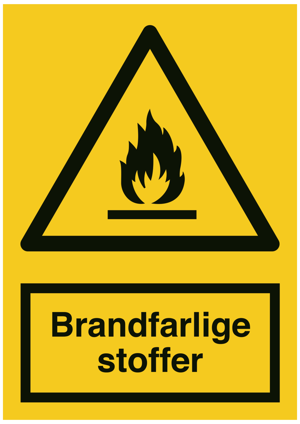 Advarselsskilt Plast A4  Brandfarlige Stoffer