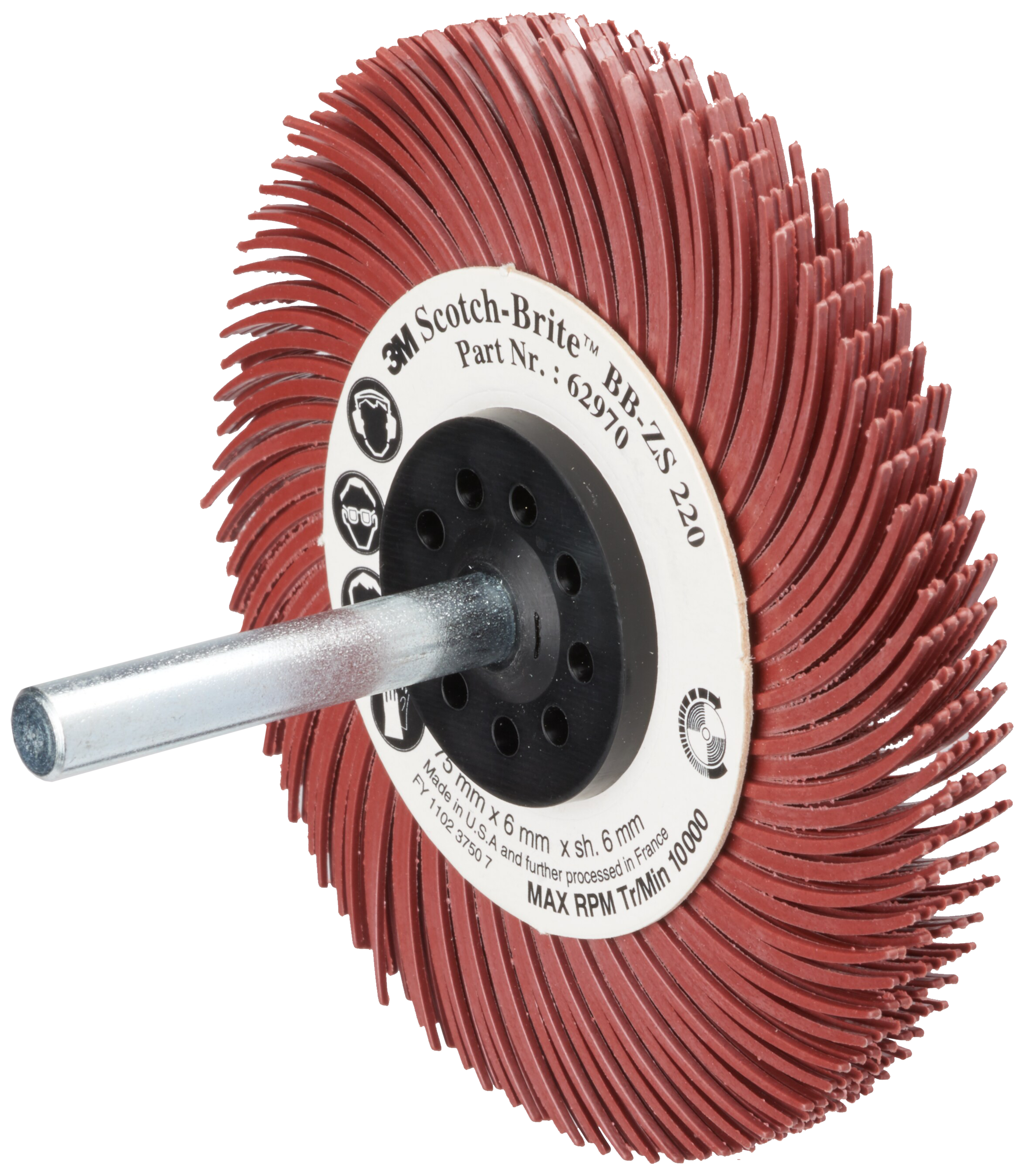 Bristle Radialbørste Bb-zs P220 Rød 75mm 6mm Skaft
