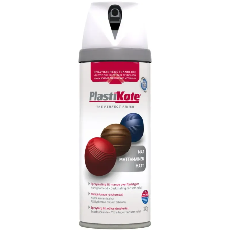 Plasti-kote Twist Mat 23100 Ral 9010 Hvid 400ml