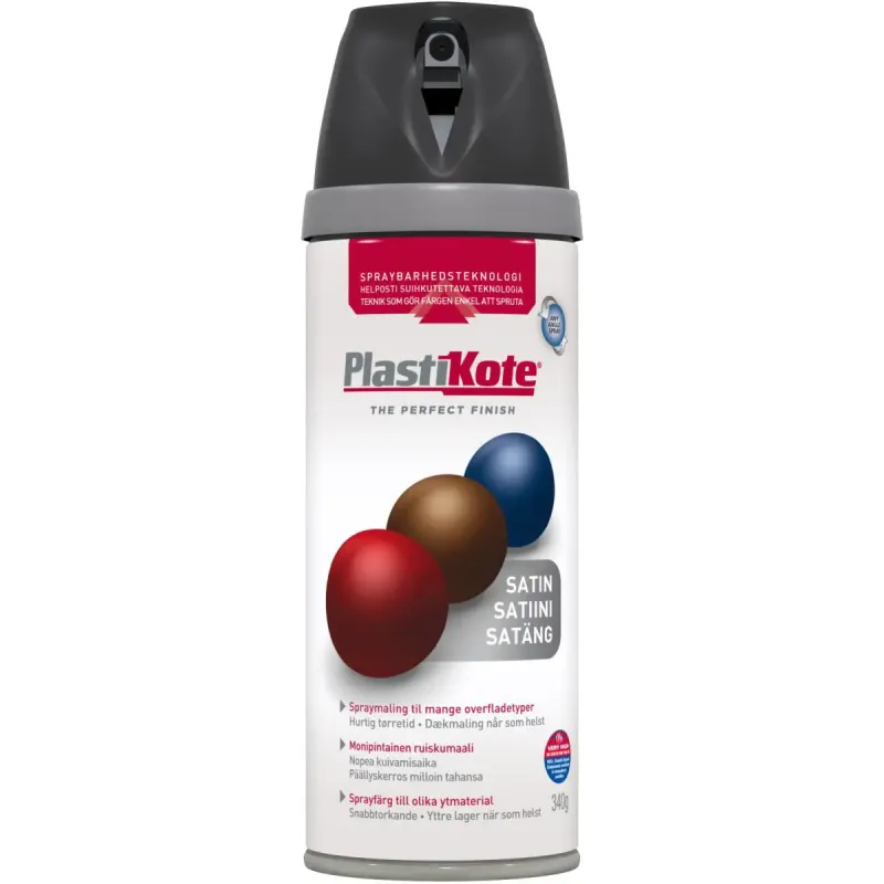 Plasti-kote Twist Satin 22100 Ral 9005 Sort 400ml