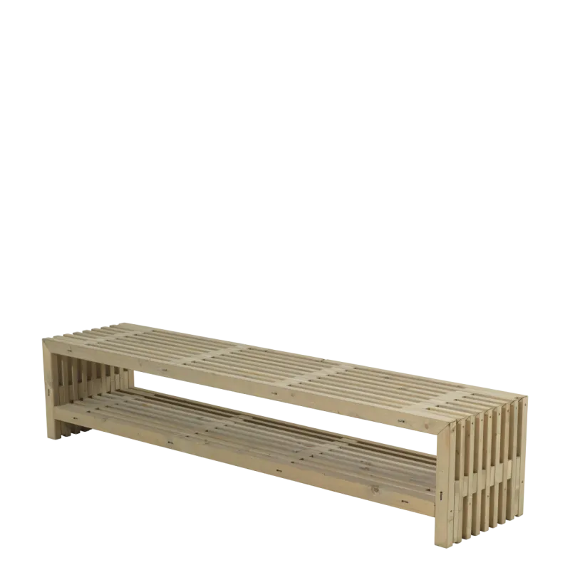 Plus Rustik Trallebænk Design 218x49x45cm   Hylde Drivtømmerfarve