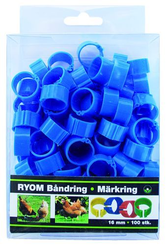 Båndringe Plast Blå 16mm 100 Stk