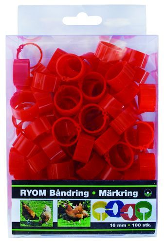 Båndringe Plast Rød 16mm 100 Stk