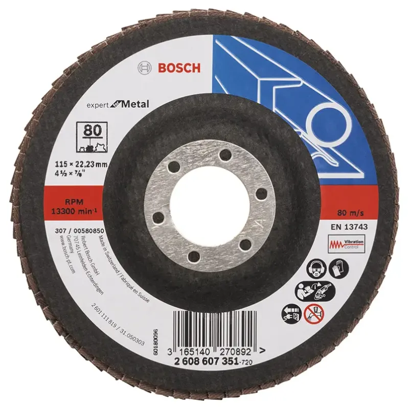 Bosch Lamelslibeskive  :  ø115x22mm K80 Flad 2608607351