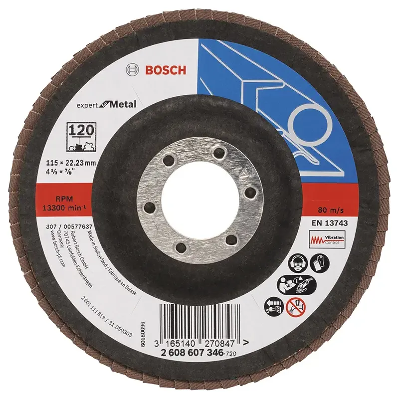 Bosch Lamelslibeskive  :  ø115x22mm K120 Skrå 2608607346