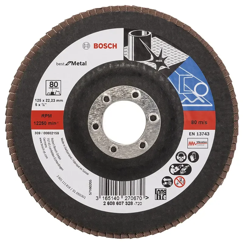 Bosch Lamelslibeskive  :mt ø125x22mm K80 Flad 2608607328