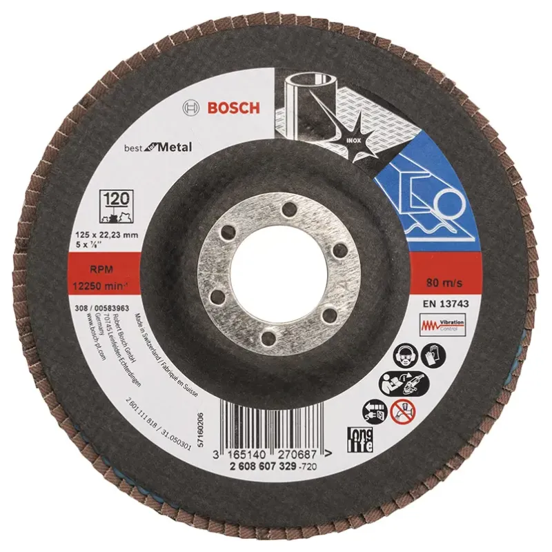 Bosch Lamelslibeskive  :mt ø125x22mm K120 Flad 2608607329