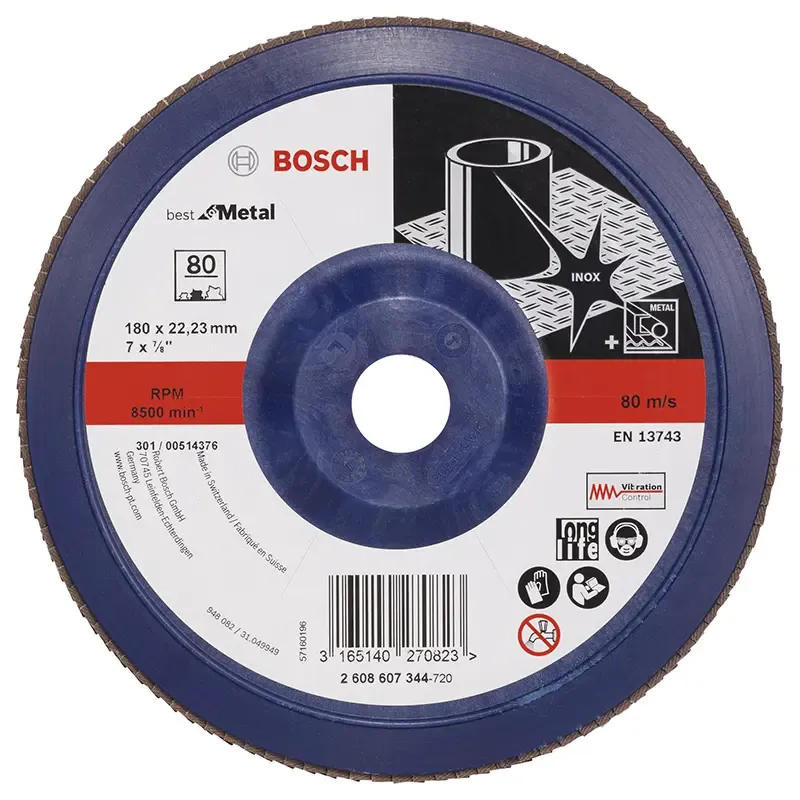 Bosch Lamelslibeskive  :mt ø180x22mm K80 Flad 2608607344