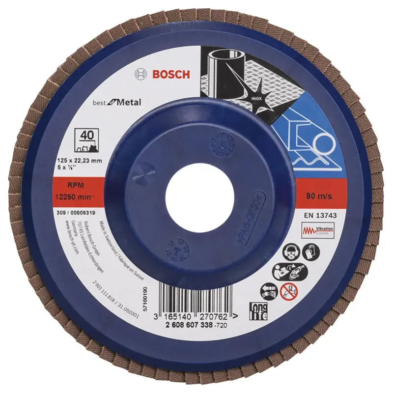 Bosch Lamelslibeskive  :mt ø115x22mm K60 Flad 2608607323