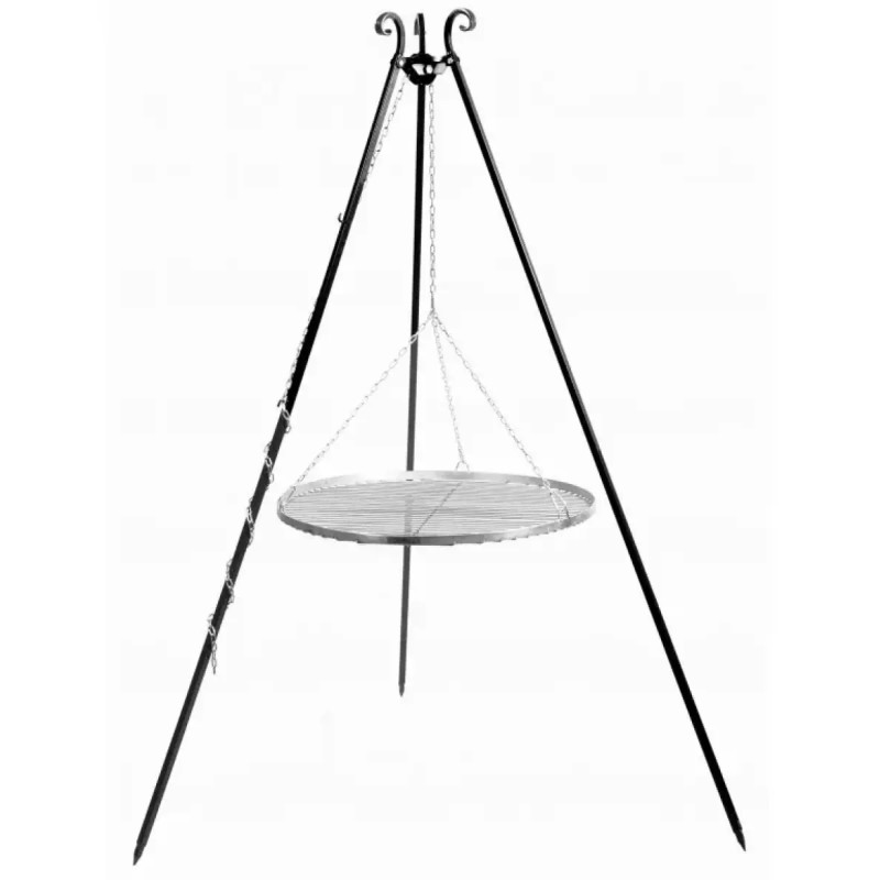 Cook King 180 Cm Trefod Med 50 Cm Grillrist   Rustfrit Stål