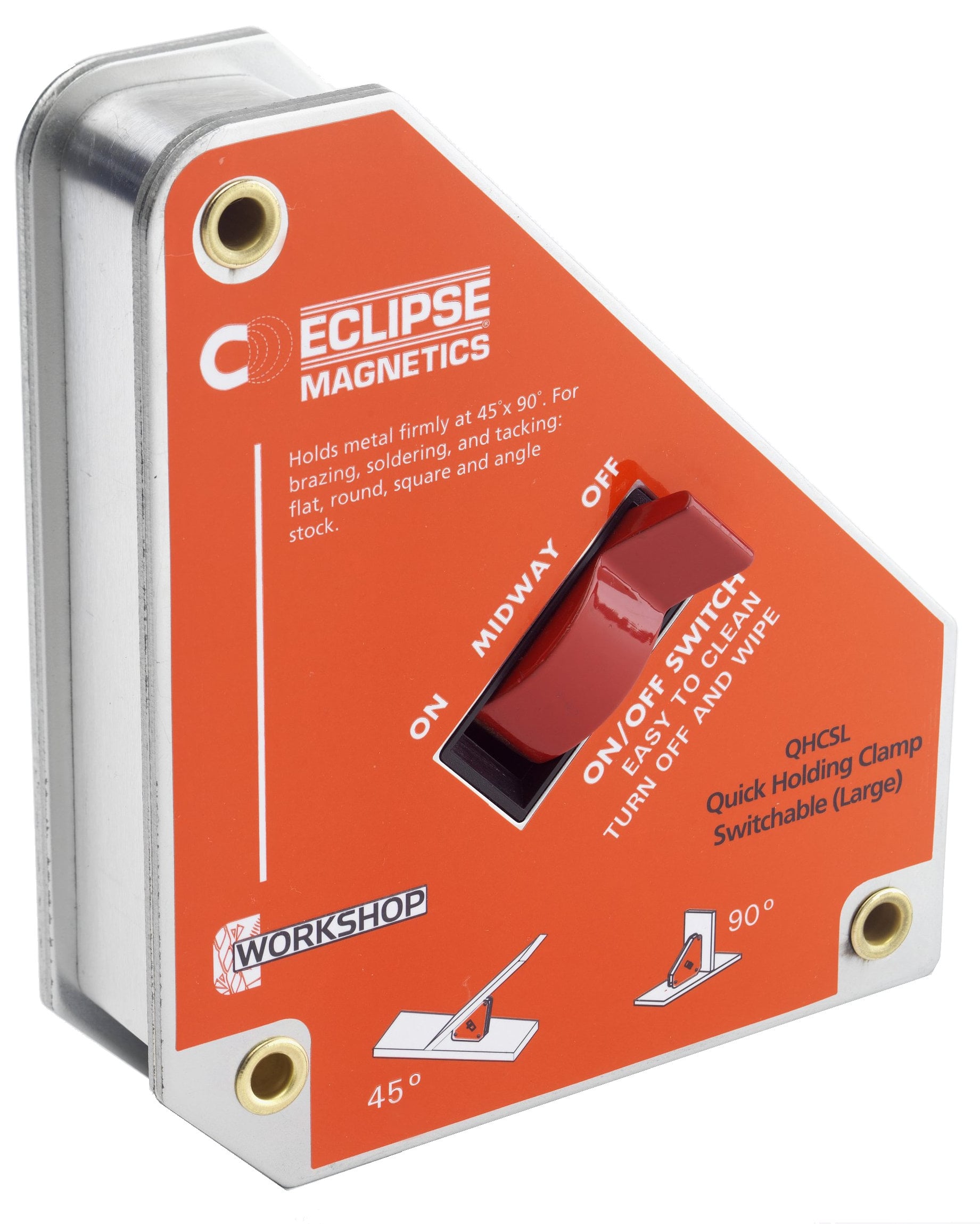 Eclipse Stor Svejsemagnet Med On Off Knap 45â 90â  Holdekraft 75kg 152x130x35 Mm