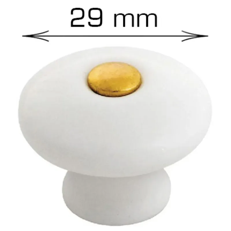 Home It Porcelænknop ø29 25 Mm Hvid Guld Stk