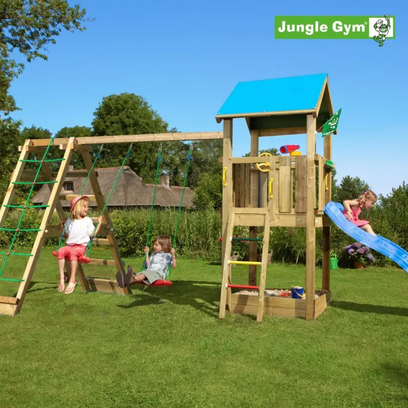 Jungle Gym Castle Legetårn Komplet Inkl  Climb Module Xtra Ekskl  Rutschebane 804-280cb