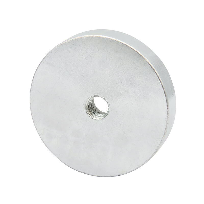 Neodymium Pottemagnet ø50x10 Mm Med M8 Gevindhul