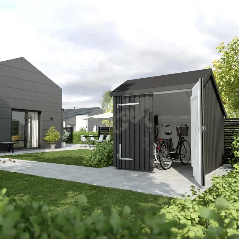 Plus Cykelskur     Mâ    Modul   Dobbeltdør Inkl  Tagpap Alulister 1675605-
