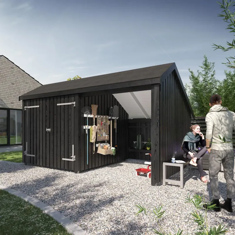 Plus Multi Havehus 10   Mâ    Moduler   Dobbeltdør Og åben Front Inkl  Tagpap Alulister  -stolpefødder 1675806-