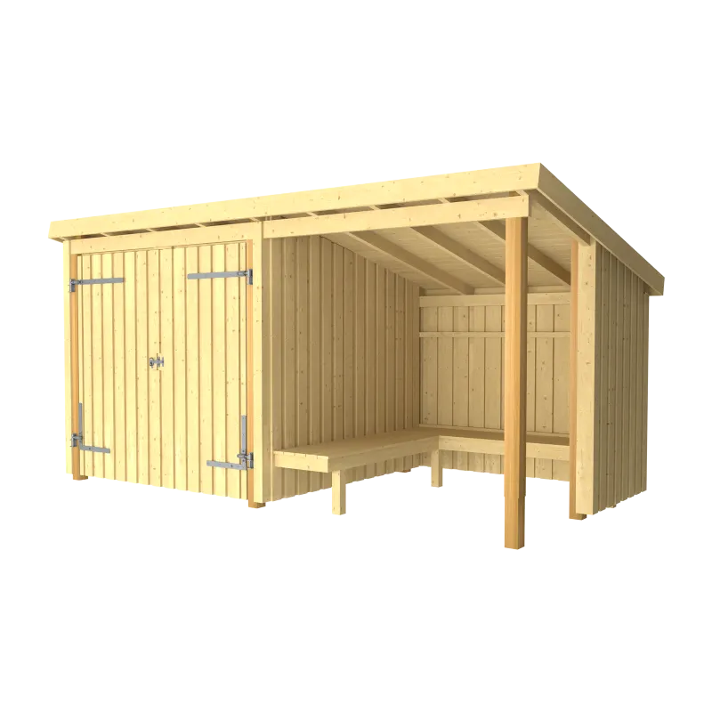 Plus Nordic Bålhytte     Mâ    Moduler   Dør Udv  Grundmål: Bxlxh 432x218x169 220 Cm 168583-