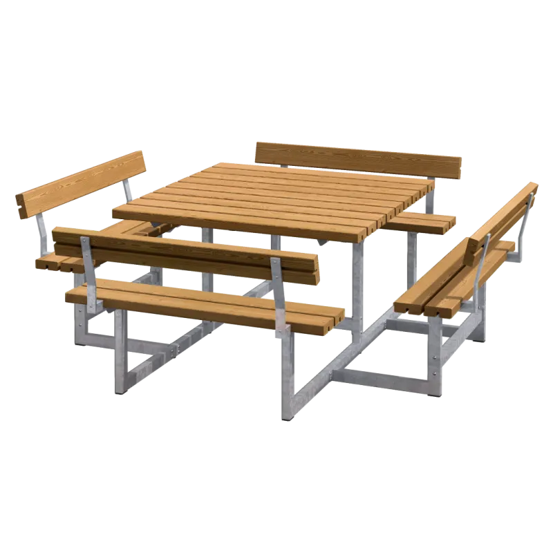Plus Picnic Bord Bænkesæt Ryglæn 224 Cm Teak 188812-17