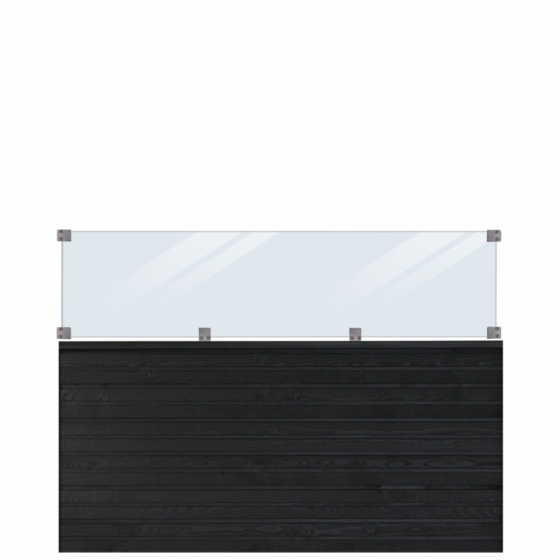 Plus Plank Byg-selv Plankeværk   Glas 174x125cm Sortgrundet 17778-15