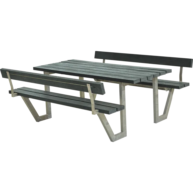 Plus Wega Bord Bænkesæt Ryglæn 177 Cm Retex Grå 187712-38