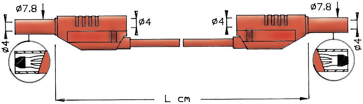 Prøveledning 2711 Rød 100 Cm
