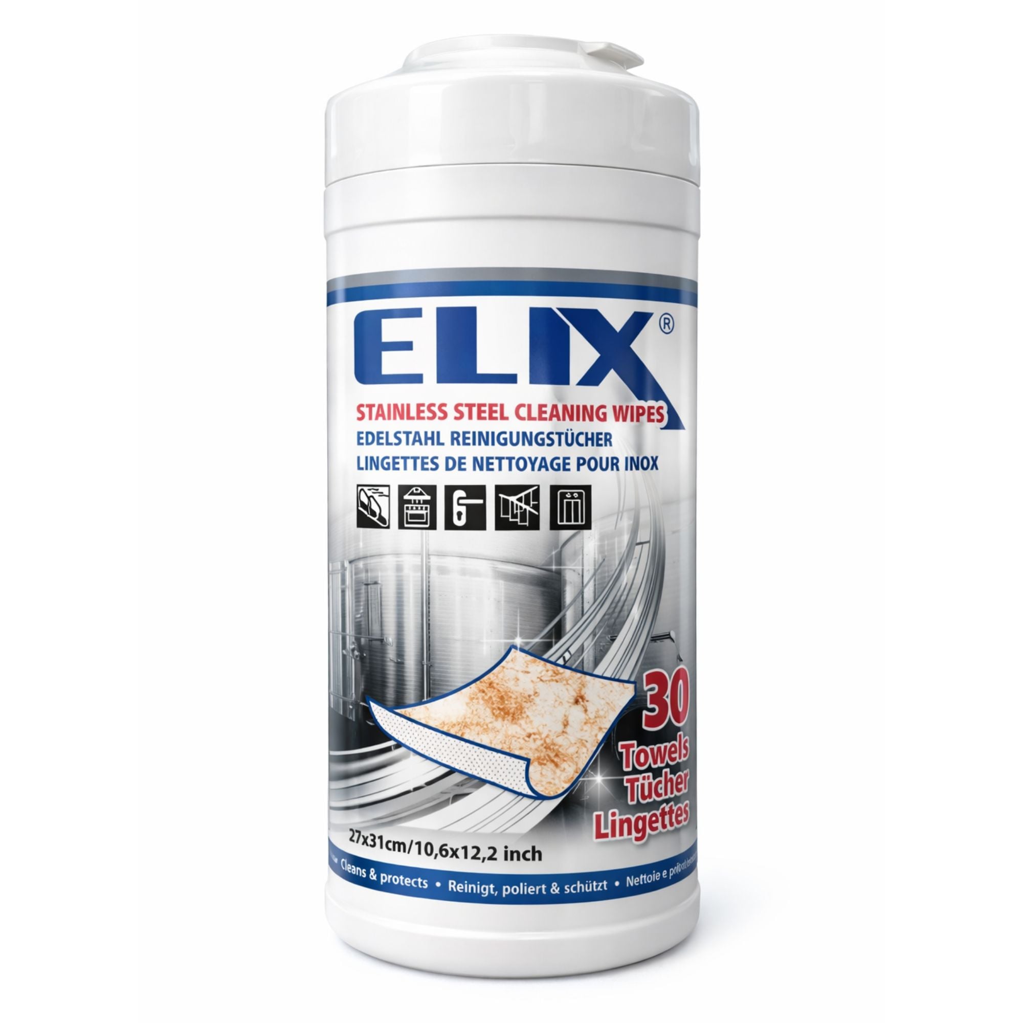 Renseservietter Til Rustfrit Stål   Elix Cleaning Wipes   30 Stk