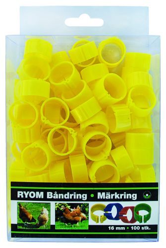Båndringe Plast Gul  16mm 100 Stk