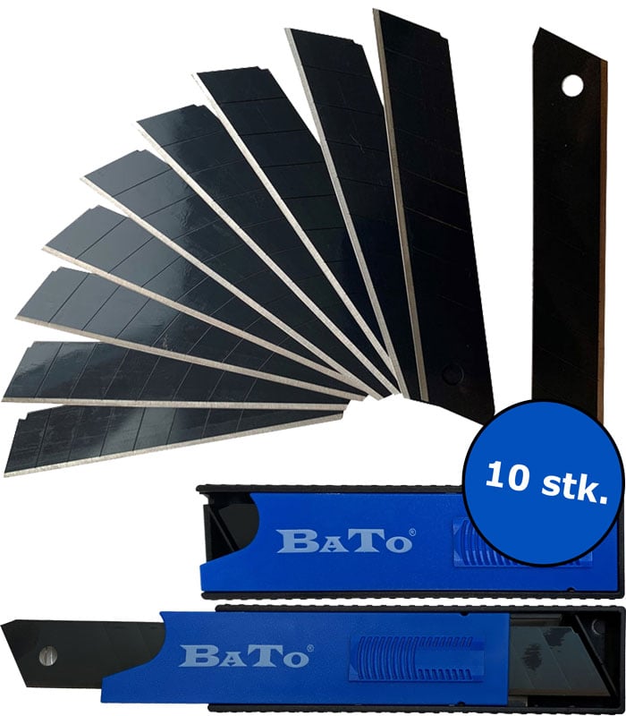 Bato Knivblade Bræk-af 18 Mm  Black Finish Ultra Skarp 10 Stk  Pk