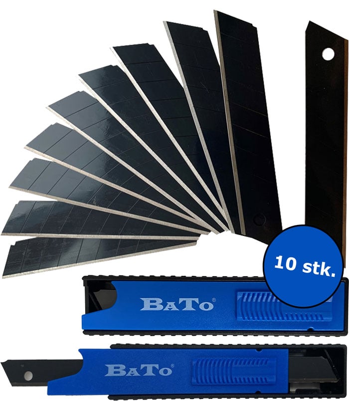 Bato Knivblade Bræk-af   Mm  Black Finish Ultra Skarp 10 Stk  Pk