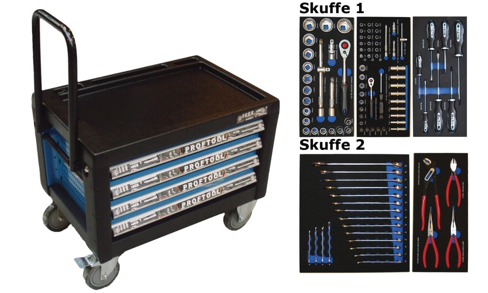 Bato Værktøjsvogn Mini Skuffer Skuffer Med 103 Dele Værktøj Skuffer Model 9134-103 Blå