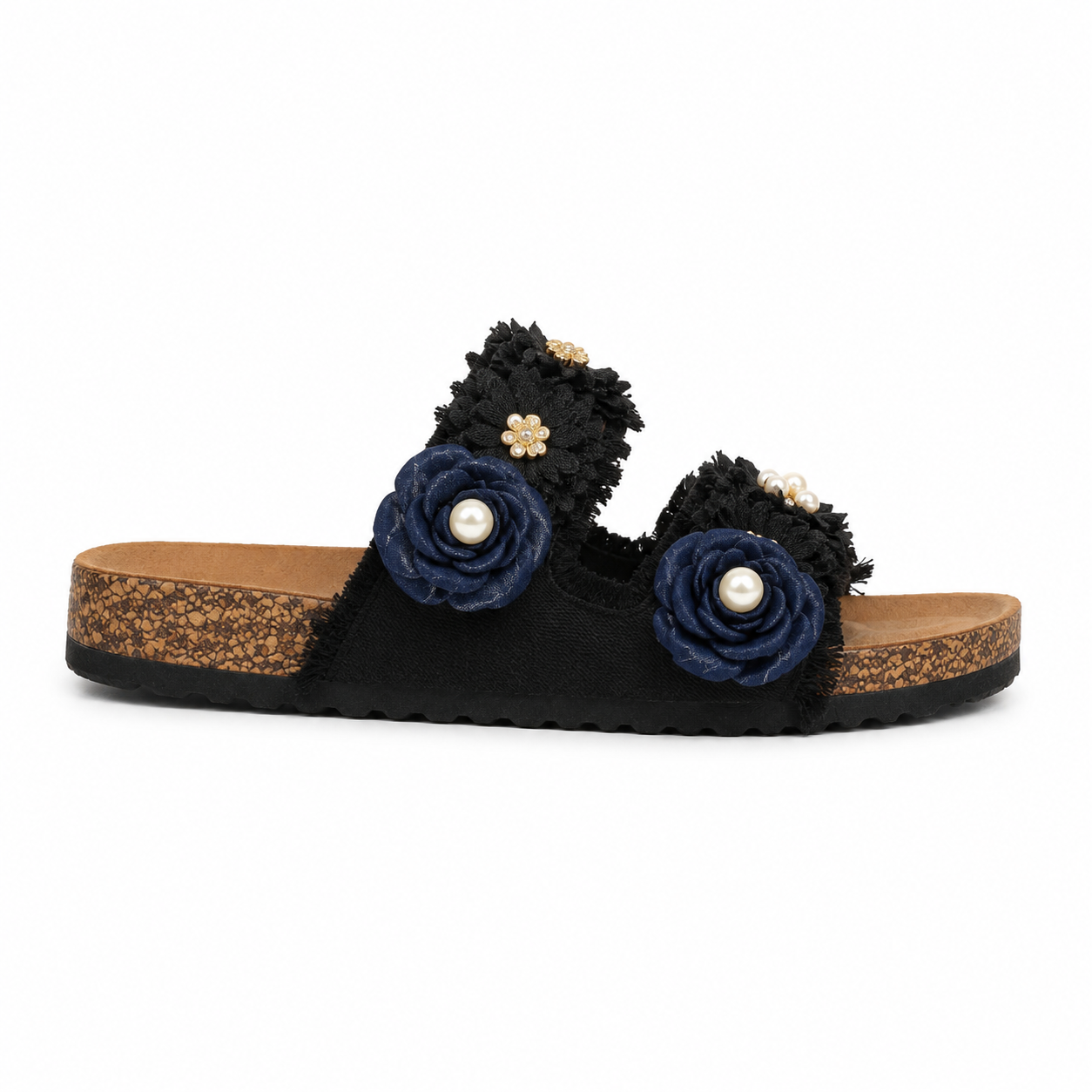 Flora Bloom Slippers Sorte Blomstersandaler 41