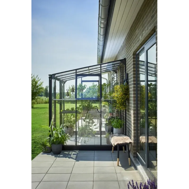 Halls Qube Lean-to     M2 Sort Drivhus      Mm Hærdet Glas  F09936