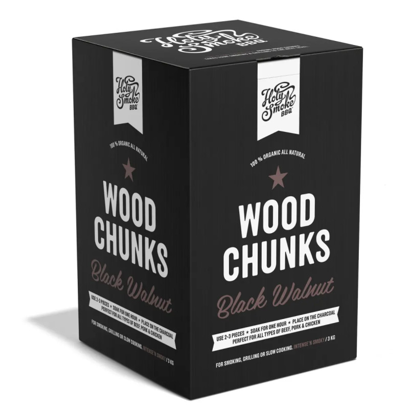 Holy Smoke Bbq Røgtræ Chunks Sort Valnød   Kg