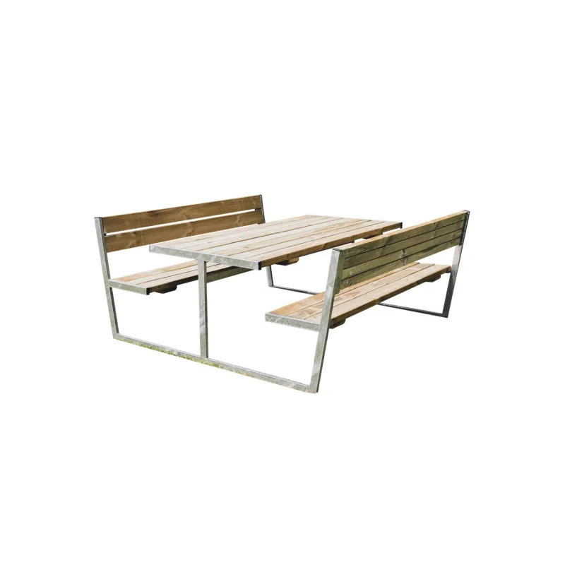 Hortus Bord- Bænksæt  Quot Balder Quot  Trykimprægneret Og Galvaniseret Stel Med Ryg  : 180    : 205 Cm 801-088