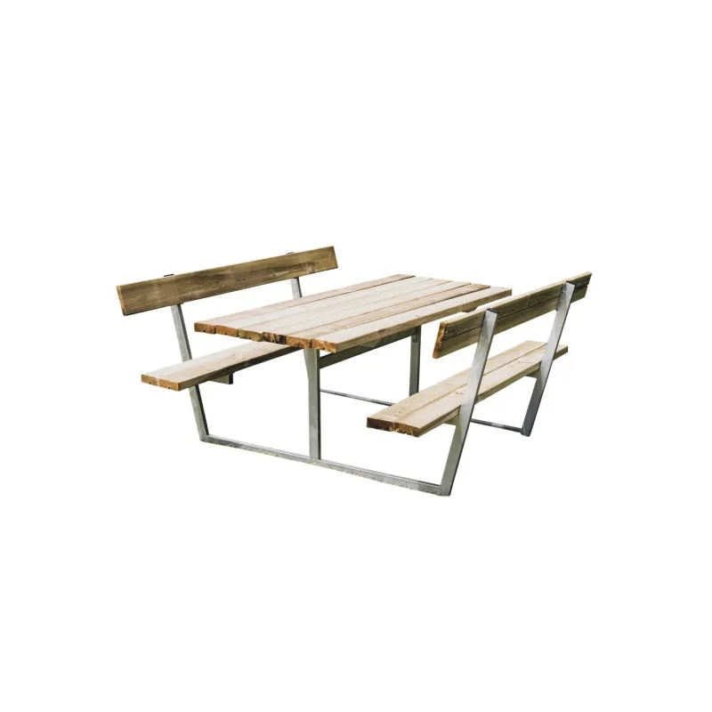 Hortus Bord- Bænksæt  Quot Freja Quot  Trykimprægneret Og Galvaniseret Stel Med Ryg  : 175    : 180 Cm 801-086
