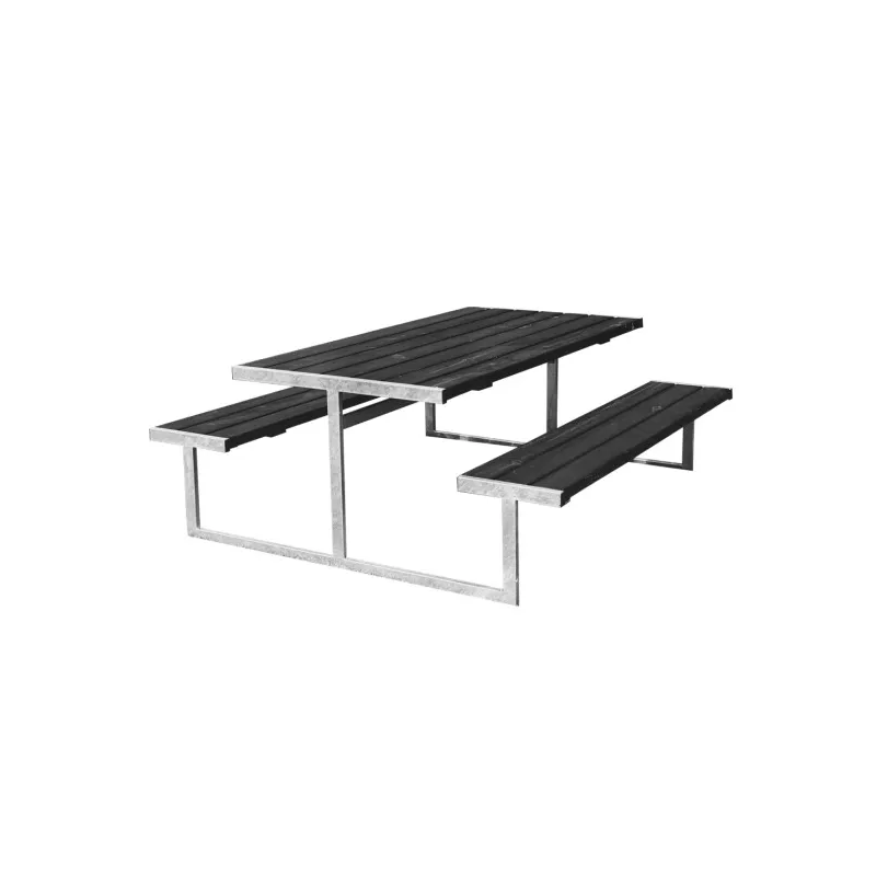 Hortus Bord- Bænksæt  Quot Loke Quot  Sort Grundmalet Og Galvaniseret Stel Uden Ryg  : 180    : 185 Cm 801-083