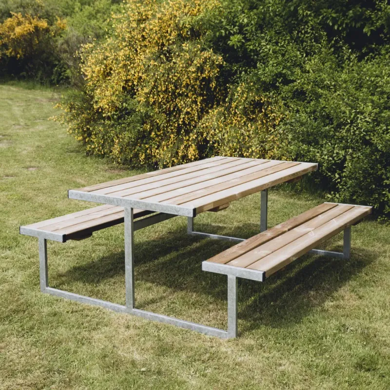 Hortus Bord- Bænksæt  Quot Odin Quot  Trykimprægneret Og Galvaniseret Stel Uden Ryg  : 180    : 185 Cm 801-087