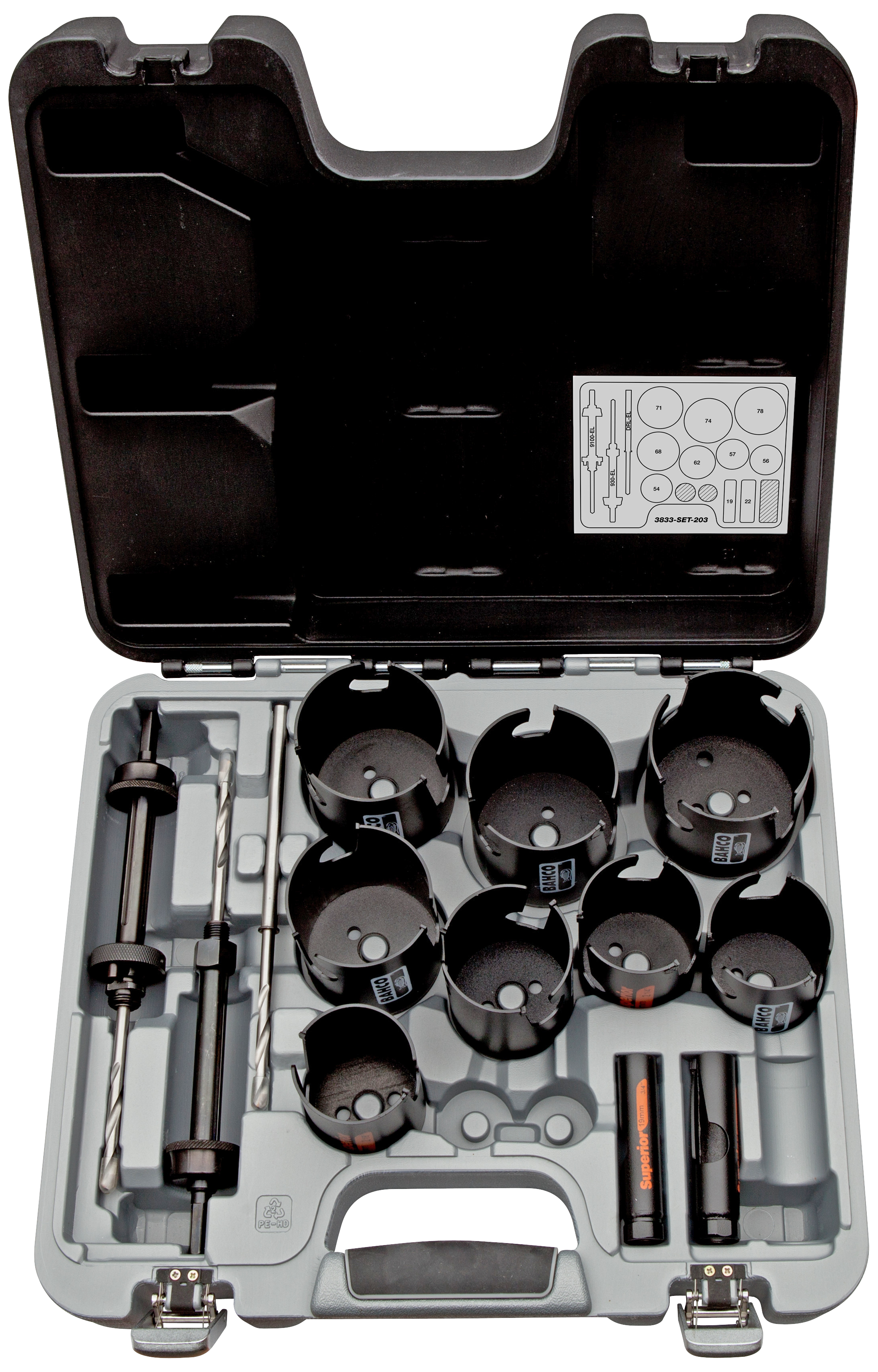 Hulsavsæt 3833-set-203 19-78mm  14 Dele