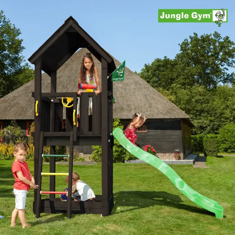 Jungle Gym Club Legetårn Komplet Ekskl  Rutschebane  Grundmalet Sort 806-284b