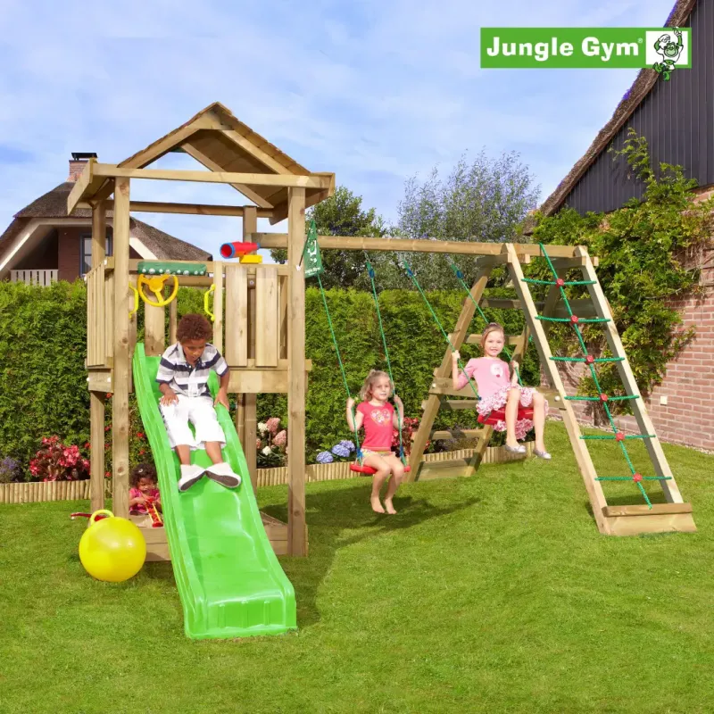 Jungle Gym House Legetårn Komplet Inkl  Climb Module Xtra Ekskl  Rutschebane 804-312cb