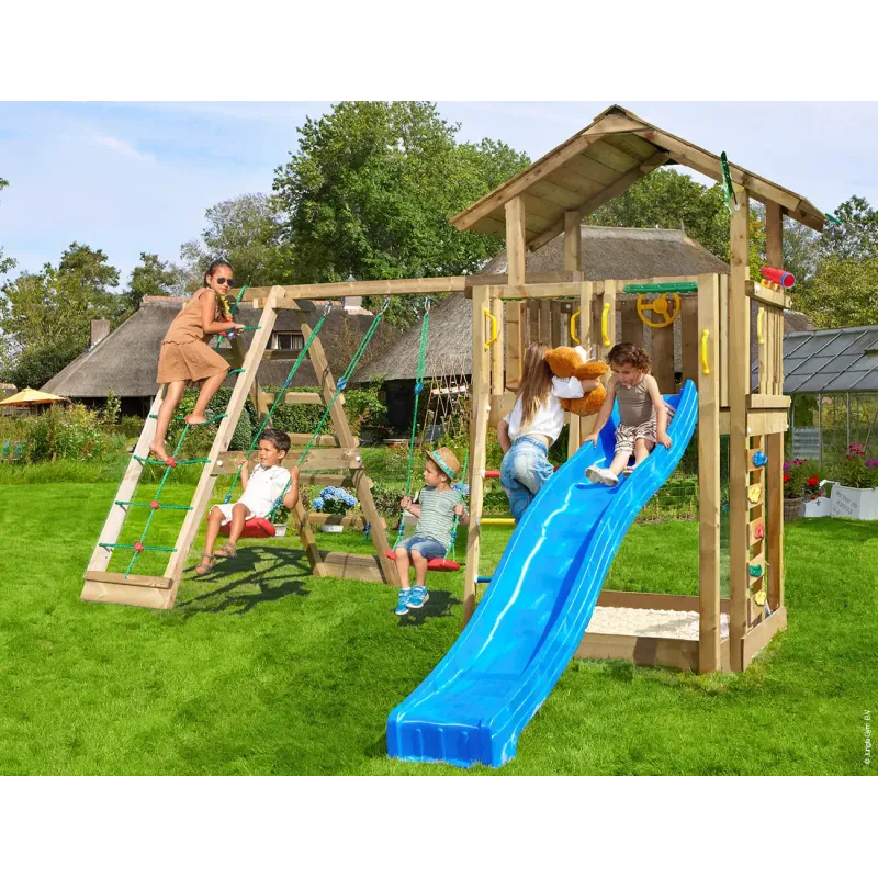 Legetårn Komplet Jungle Gym Chalet     Inkl  Climb Module   Tra Og Rutschebane 804-432cx