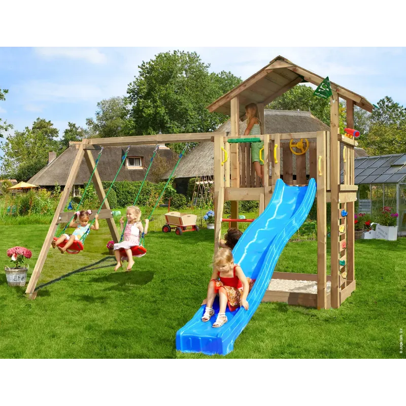Legetårn Komplet Jungle Gym Chalet     Inkl  Swing Module   Tra Og Rutschebane 804-432sx