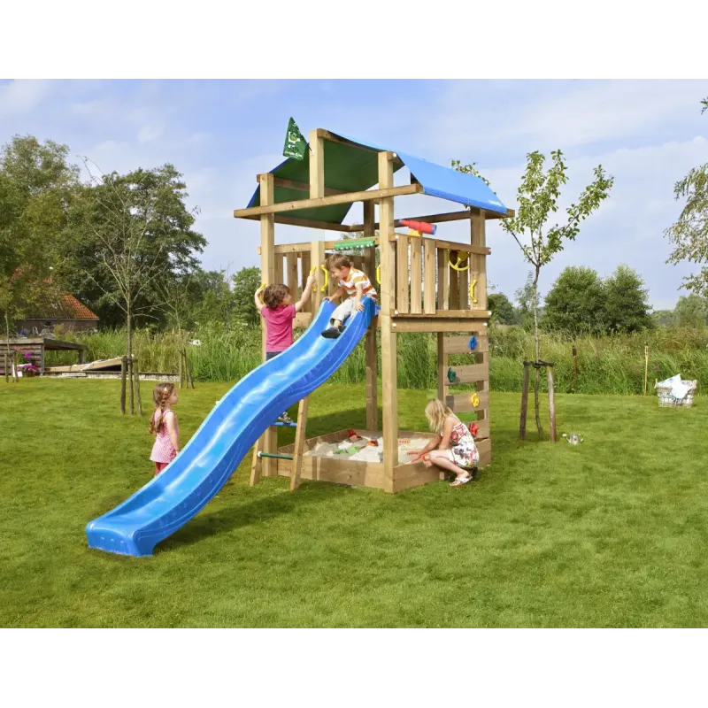 Legetårn Komplet Jungle Gym Fort     Inkl  Grøn Rutschebane