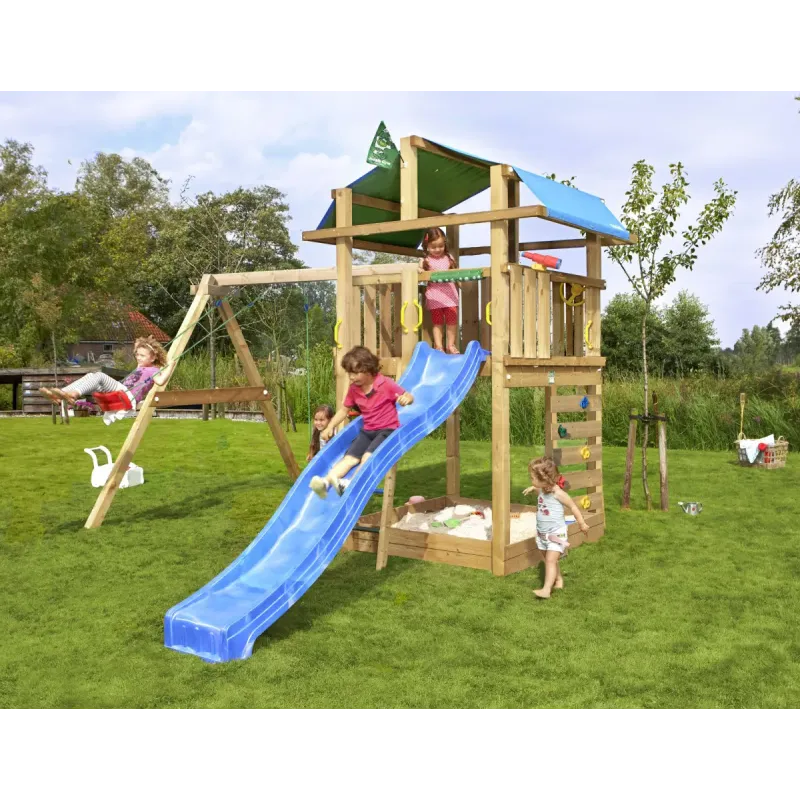 Legetårn Komplet Jungle Gym Fort     Inkl  Swing Module Og Blå Rutschebane
