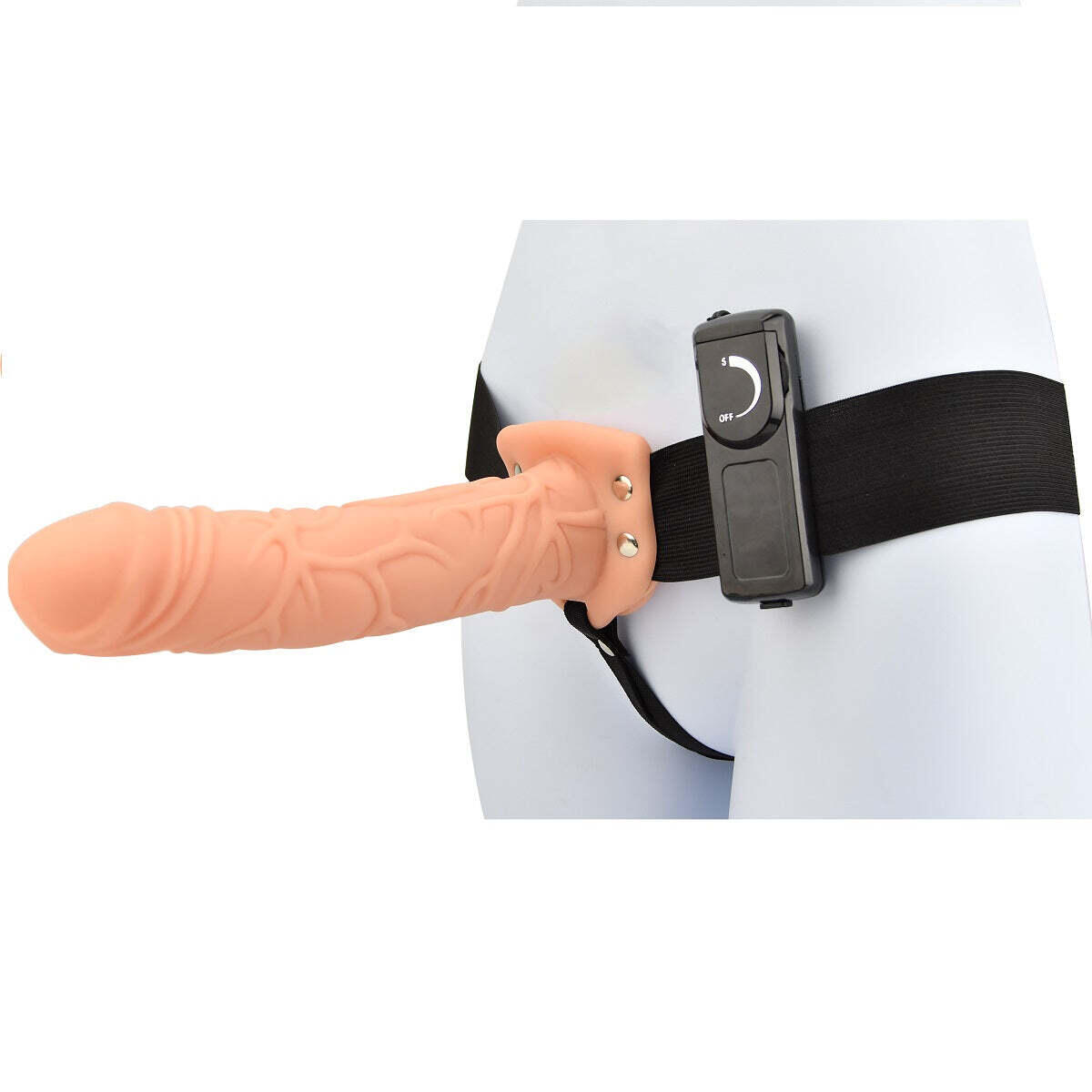 Loving Joy   Inch Vibrating Hollow Strap On Vanilla 20 Cm
