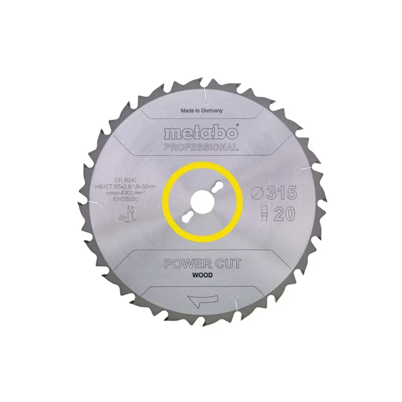 Metabo 4007430177193 628009000 Rundsavklinge Hårdmetal Power Cut Wood Kvalitet Professional Til Semistationære Rundsav