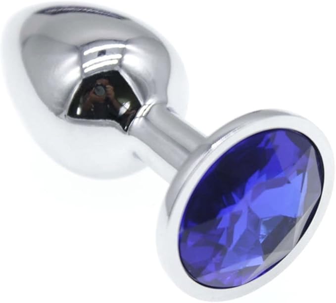 Mini Diamant Buttplug Sølv Blå