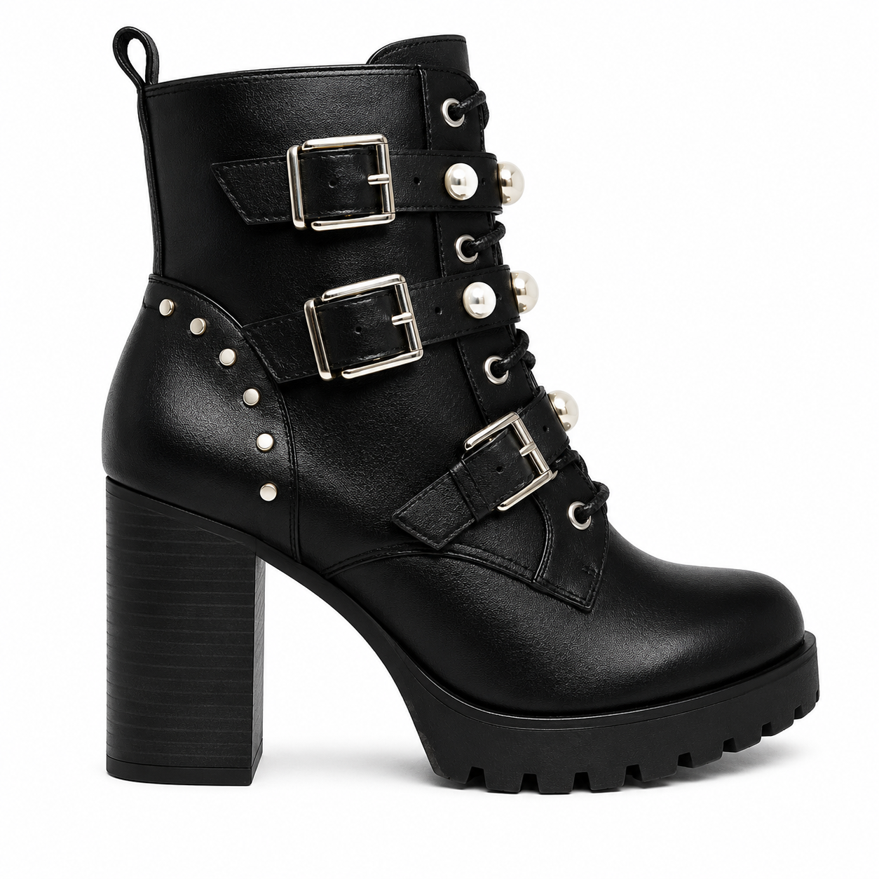 Noira Pearl Buckle Heel Boot 40
