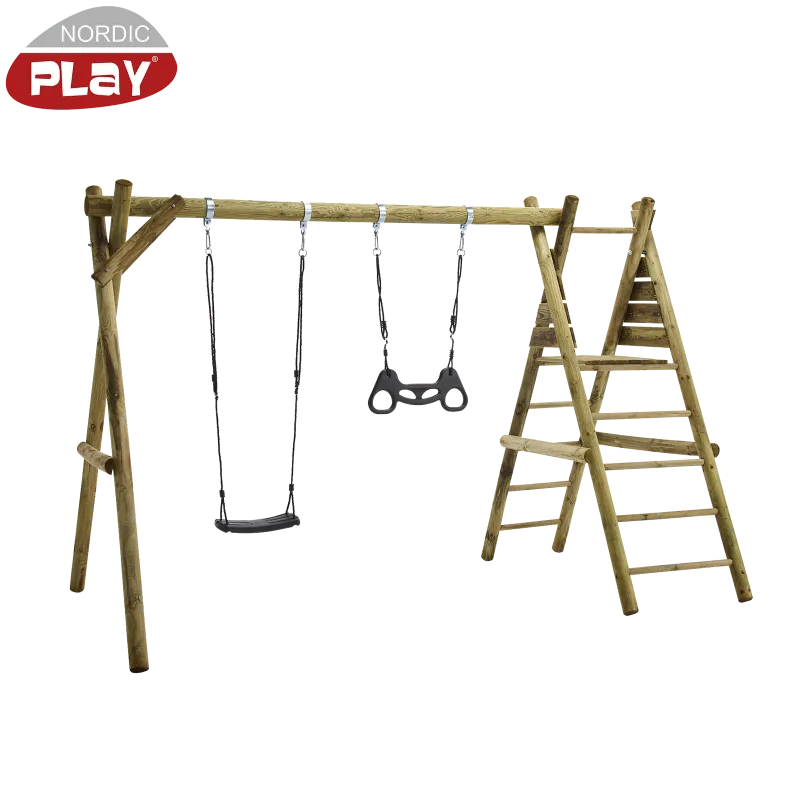 Nordic Play Gyngestativ 240 Cm Med Platform     Sort Gynge Og   Sort Trapez Ekskl  Rutsjebane 805-627
